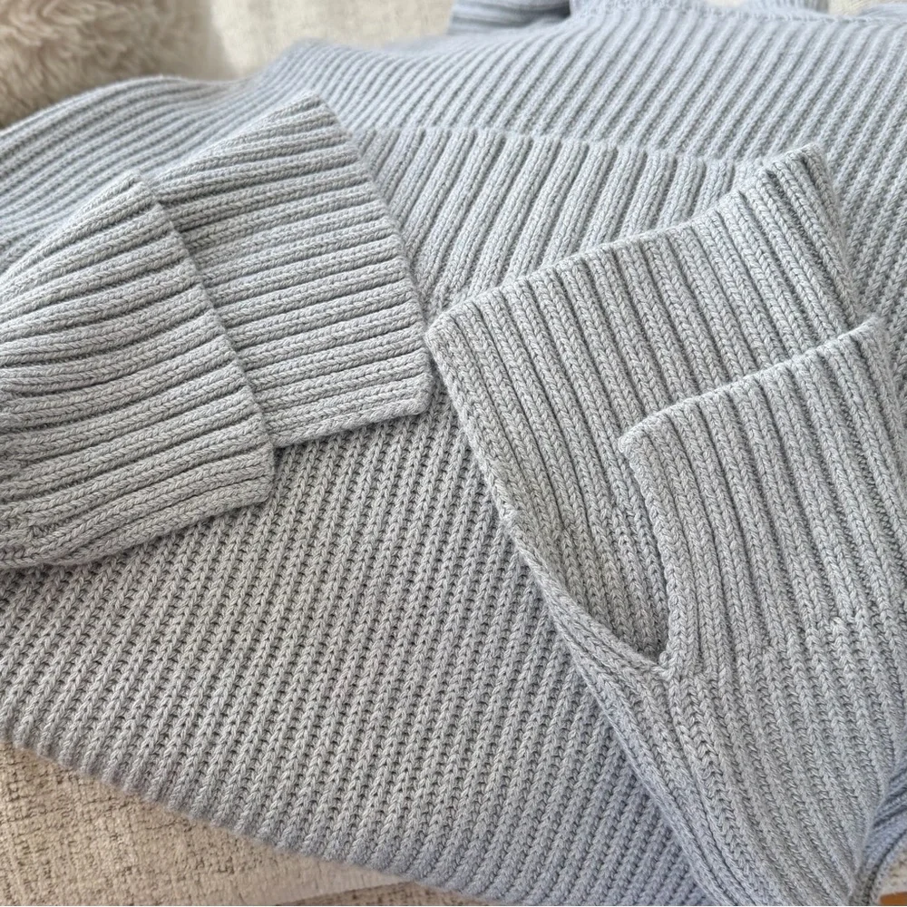 MICHAEL KORS Chunky Cable Knit Sleeveless Cowl Neck Sweater Tunic Grey Small
